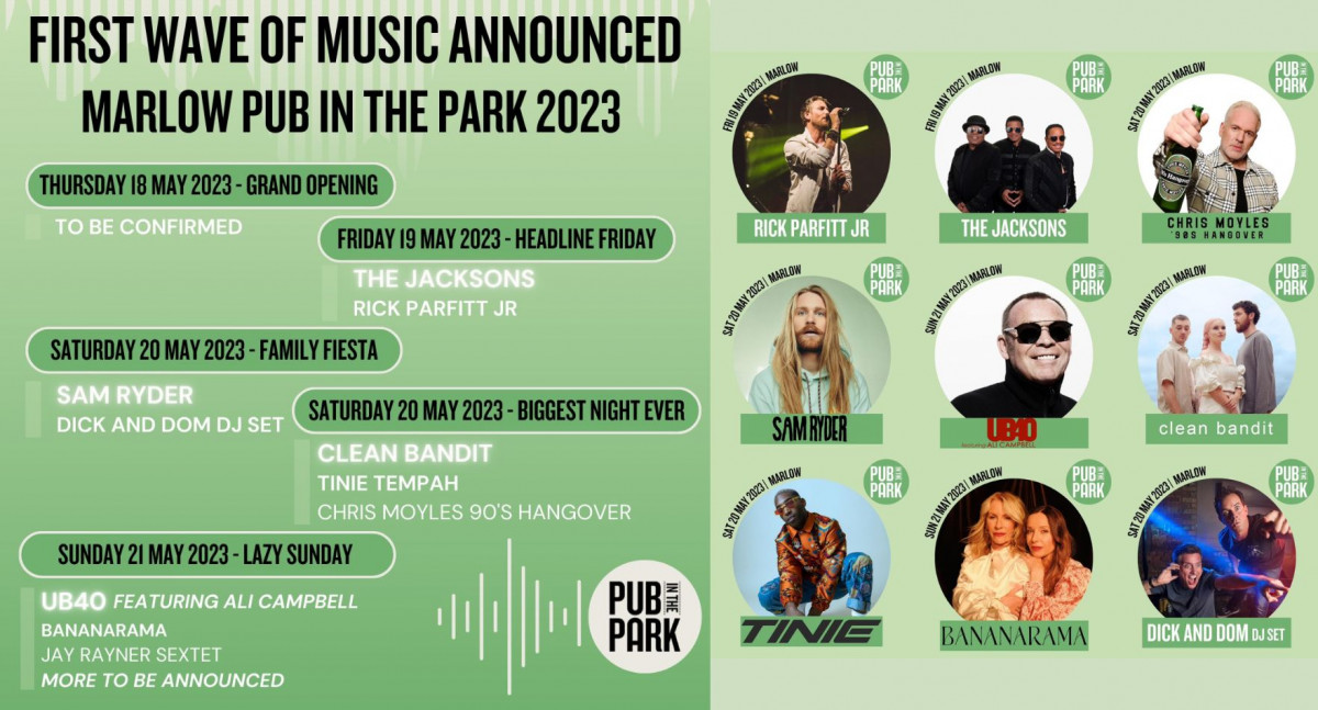 Pub in the Park 2023 first music announcements! My Marlow